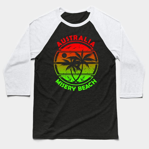 Misery Beach Australia, Albany, WA, Tropical Palm Trees, Ship Anchor - Summer Baseball T-Shirt by Jahmar Anderson